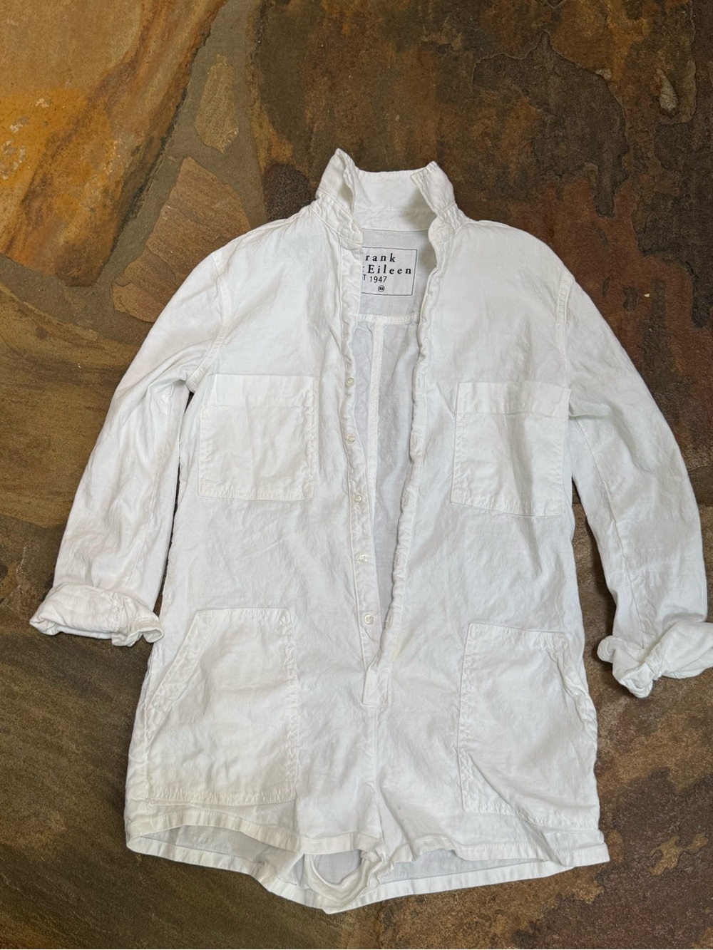 Frank & Eileen Northern Ireland White Linen Playsuit Romper XS
